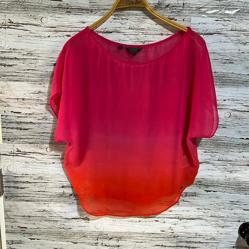 🇺🇸 Guess sheer bright blouse size XS